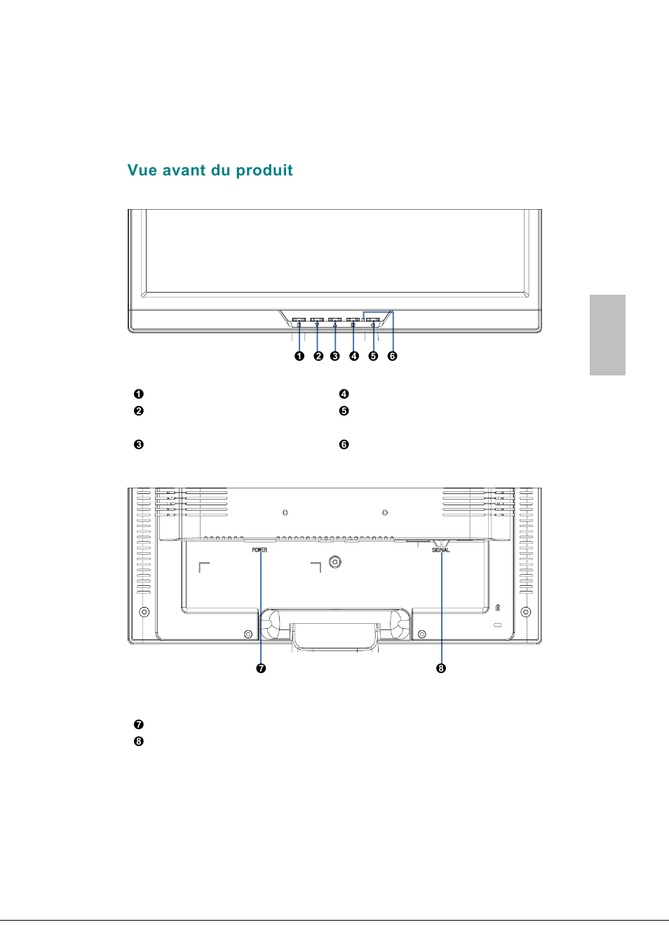 Vue avant du produit, Produit vu de dos, Français | AOC 177S User Manual | Page 18 / 37
