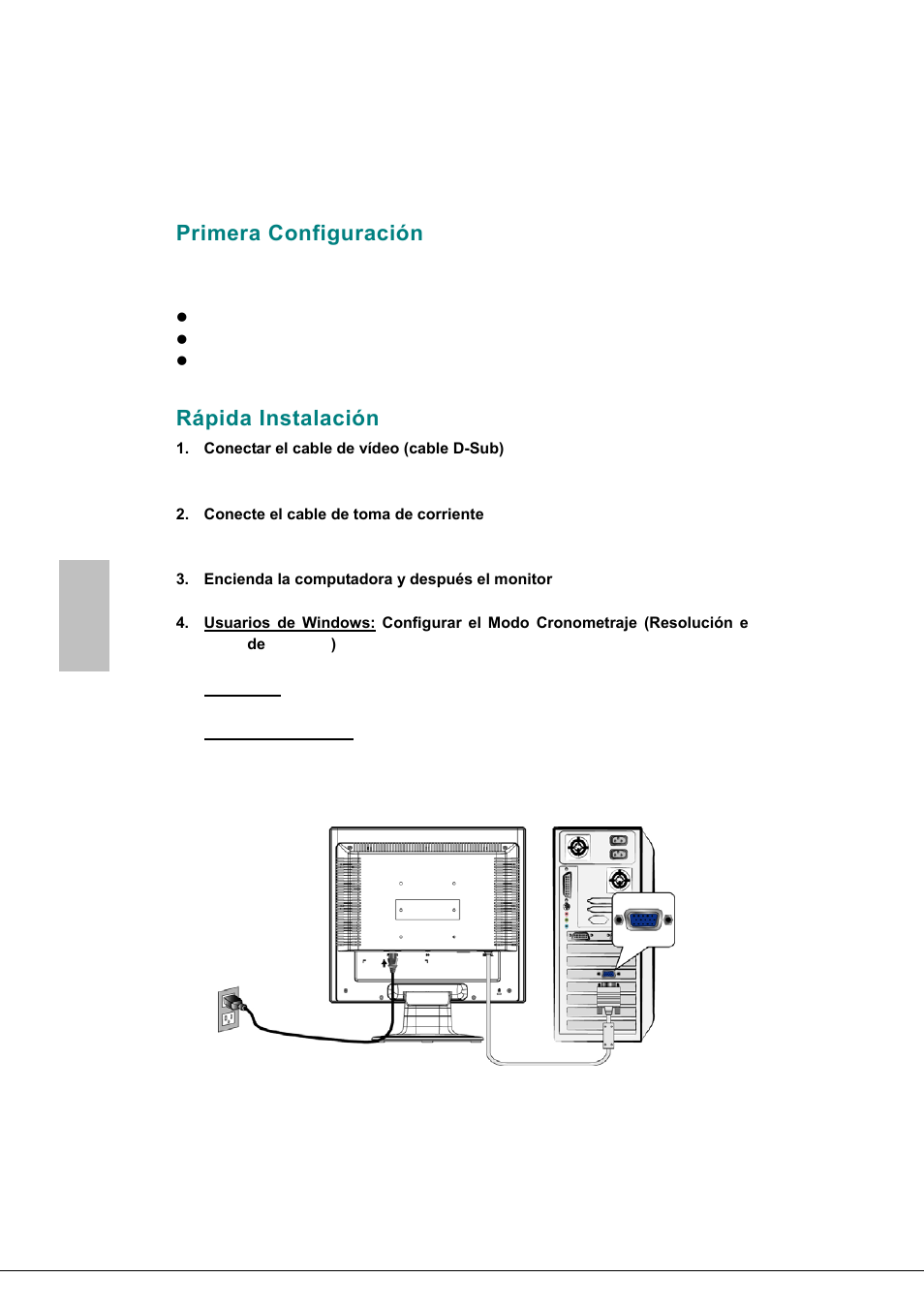 Primera configuración, Rápida instalación, Español | AOC 177S User Manual | Page 29 / 37