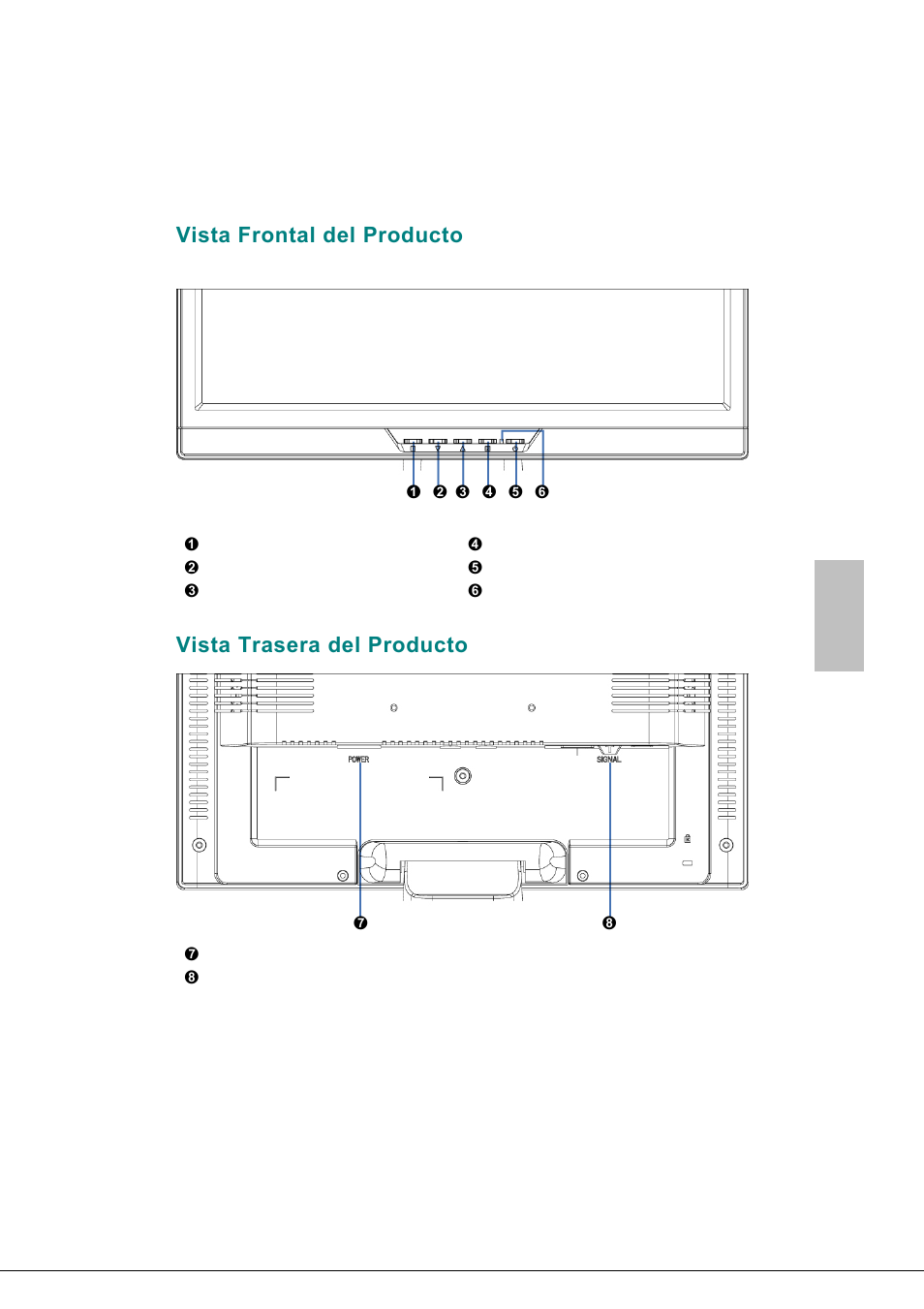 Vista frontal del producto, Vista trasera del producto, Español | AOC 177S User Manual | Page 30 / 37