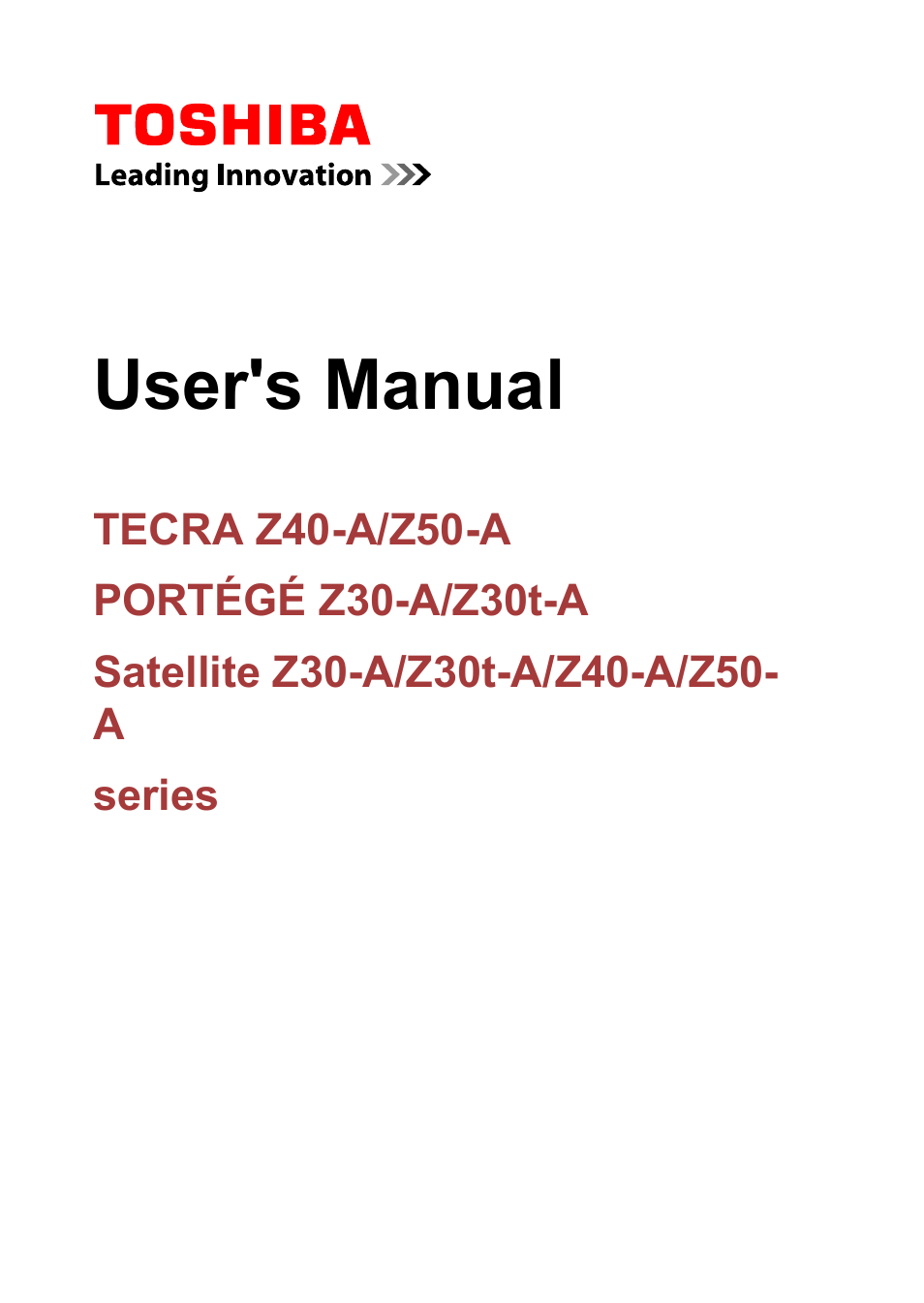 Toshiba Portege Z30T-A User Manual | 156 pages
