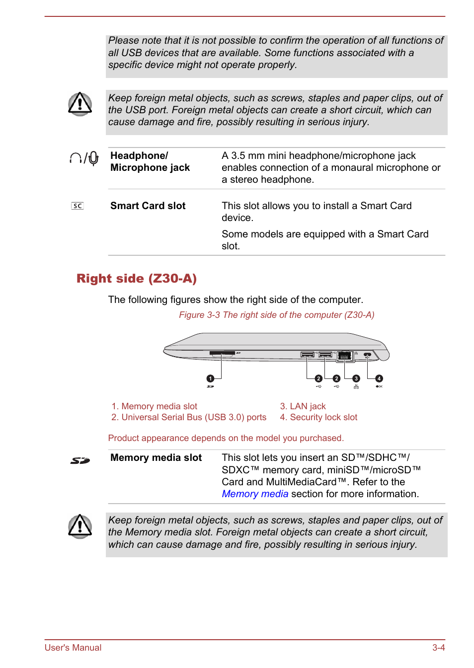 Right side (z30-a) | Toshiba Portege Z30T-A User Manual | Page 35 / 156