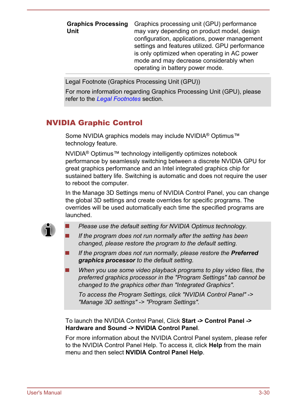 Nvidia graphic control | Toshiba Portege Z30T-A User Manual | Page 61 / 156