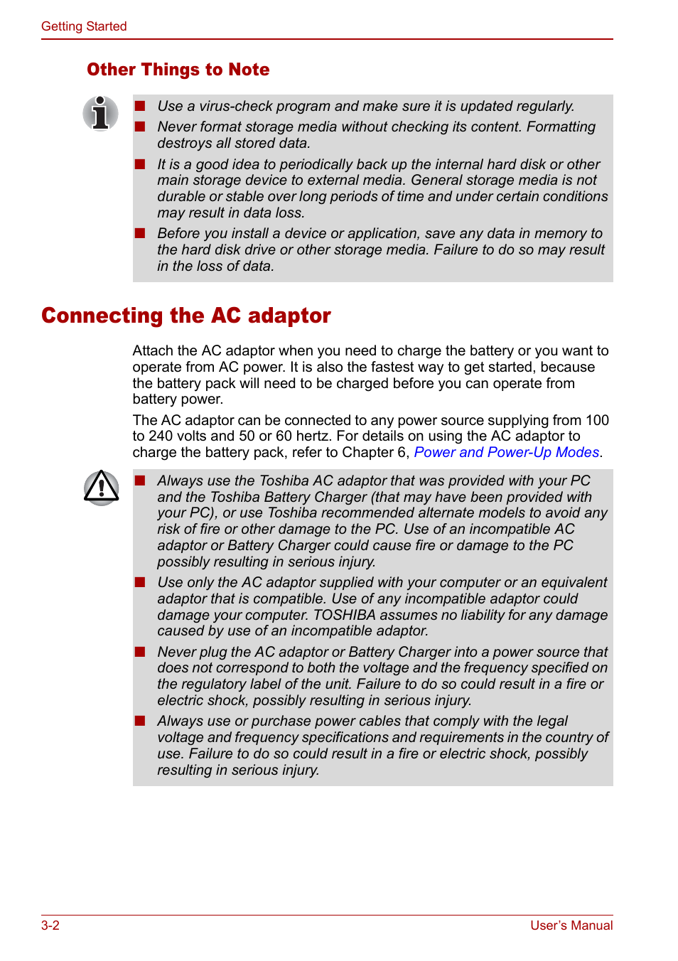 Connecting the ac adaptor, Connecting the ac adaptor -2 | Toshiba Satellite Pro A120 (PSAC0) User Manual | Page 50 / 220