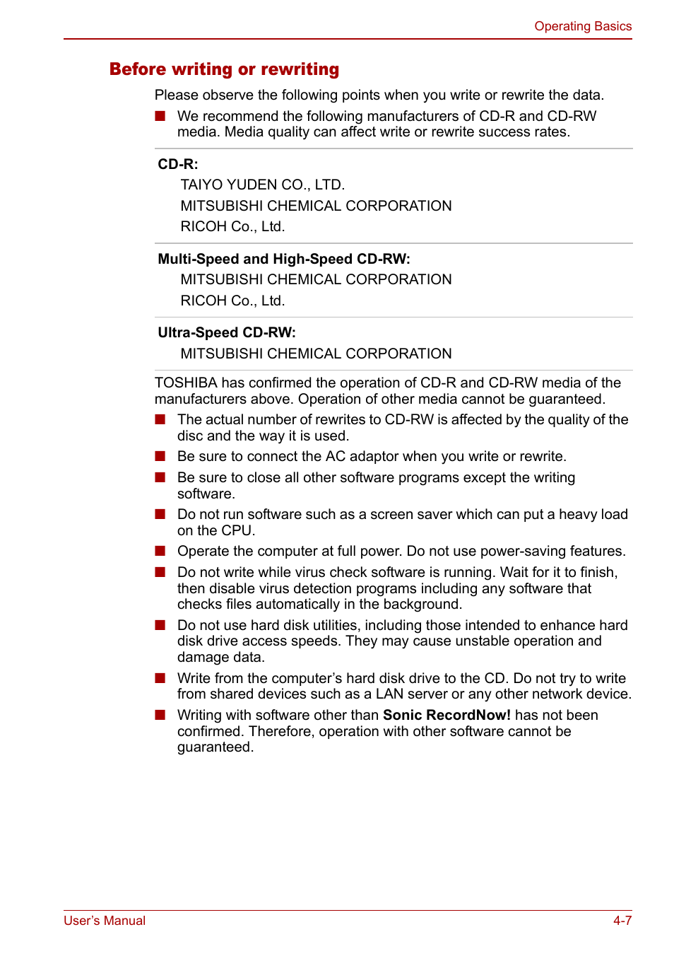 Before writing or rewriting | Toshiba Satellite Pro A120 (PSAC0) User Manual | Page 65 / 220