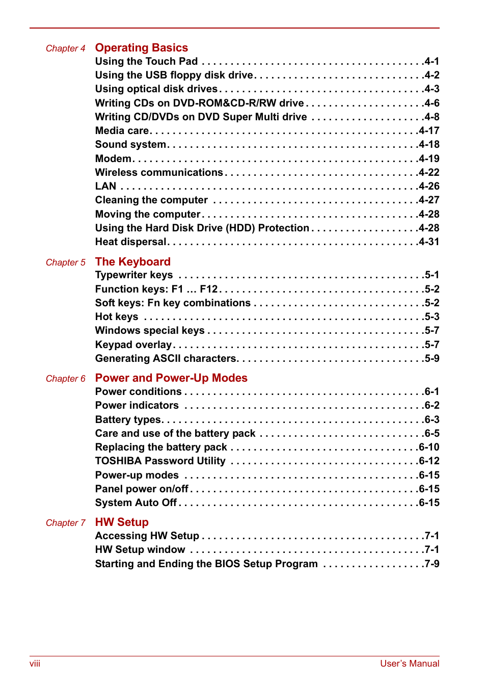 Toshiba Satellite Pro A120 (PSAC0) User Manual | Page 8 / 220