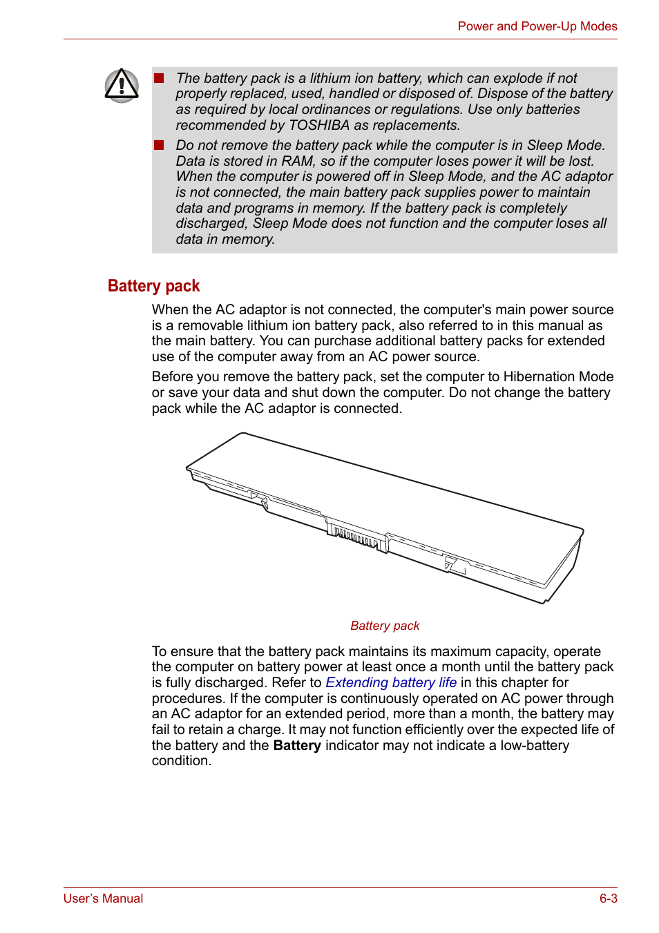 Battery pack | Toshiba Satellite A300D User Manual | Page 102 / 179