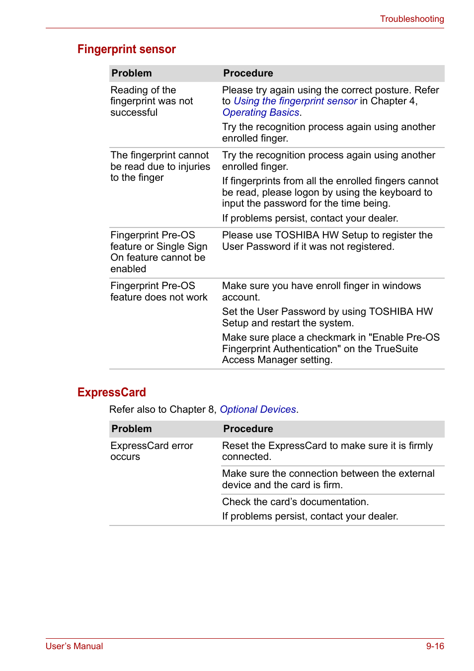 Fingerprint sensor expresscard | Toshiba Satellite A300D User Manual | Page 146 / 179