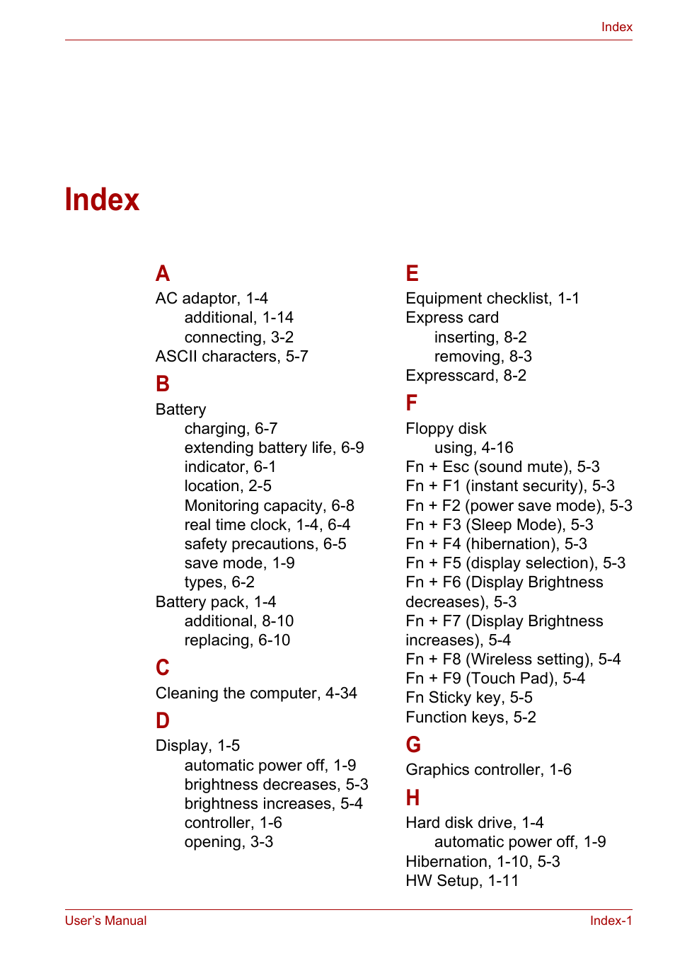 Index | Toshiba Satellite A300D User Manual | Page 177 / 179