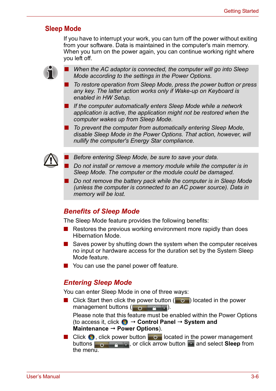 Sleep mode | Toshiba Satellite A300D User Manual | Page 51 / 179