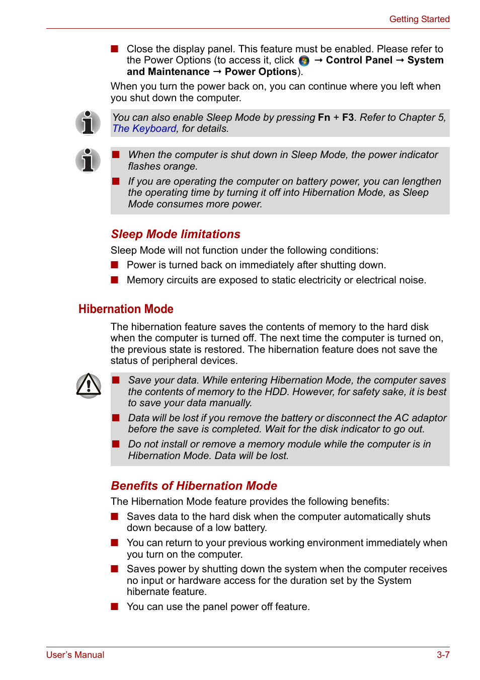 Hibernation mode | Toshiba Satellite A300D User Manual | Page 52 / 179