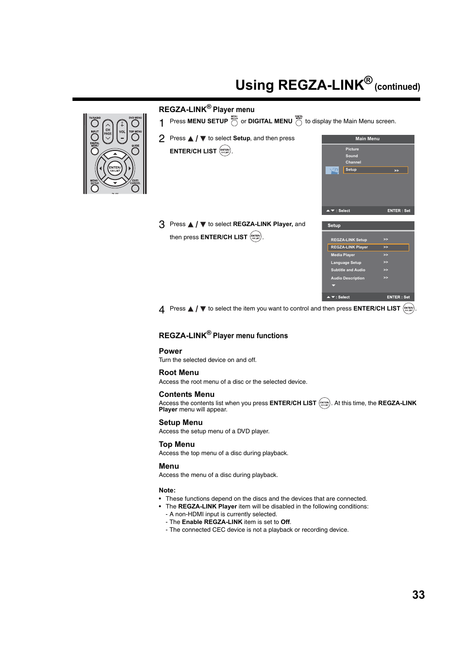 Using regza-link, Continued) | Toshiba DV734 User Manual | Page 33 / 92