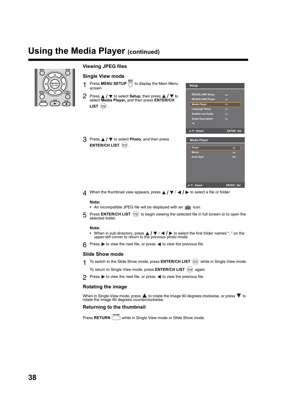 Using the media player, Continued) | Toshiba DV734 User Manual | Page 38 / 92