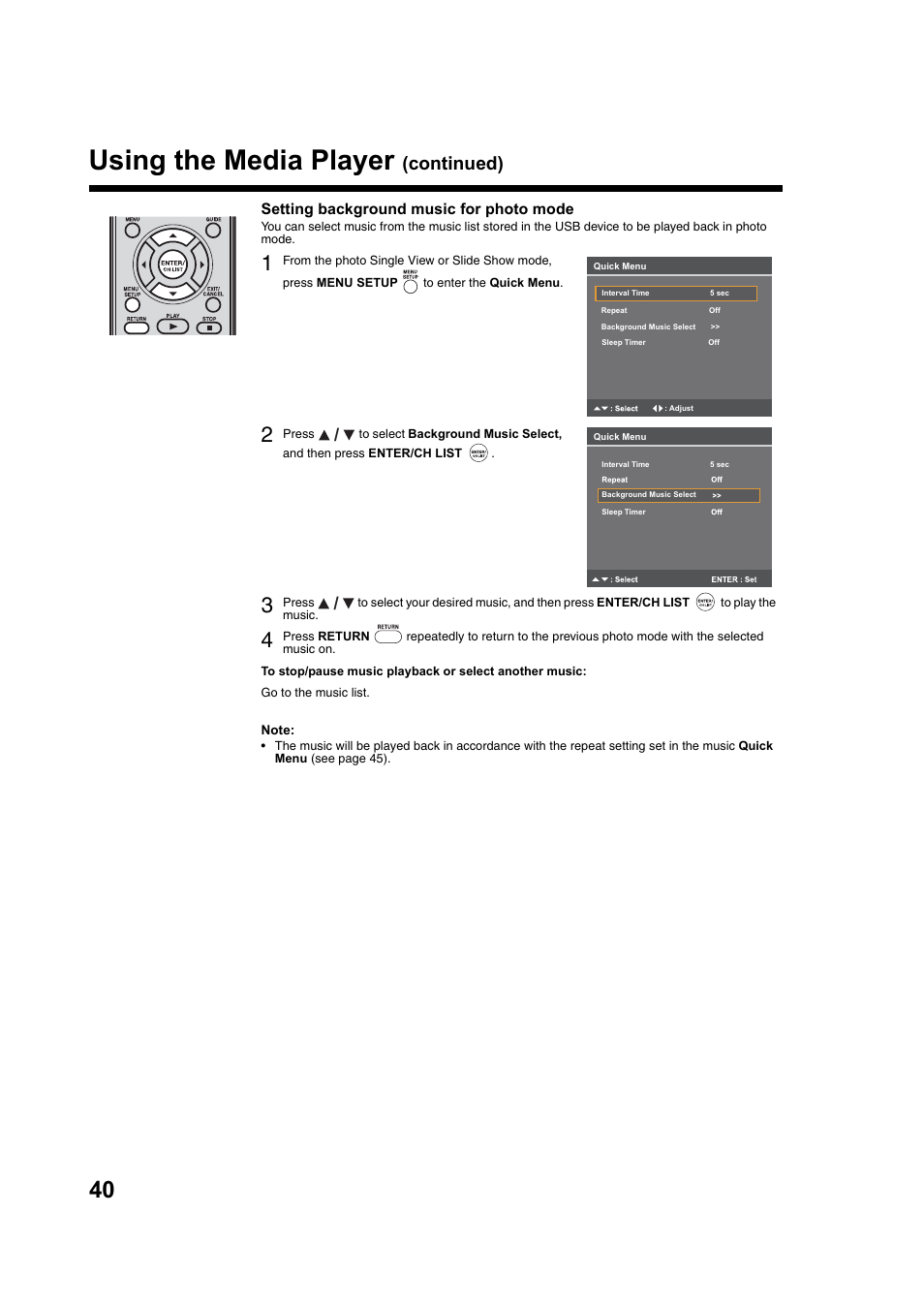 Using the media player, Continued) | Toshiba DV734 User Manual | Page 40 / 92