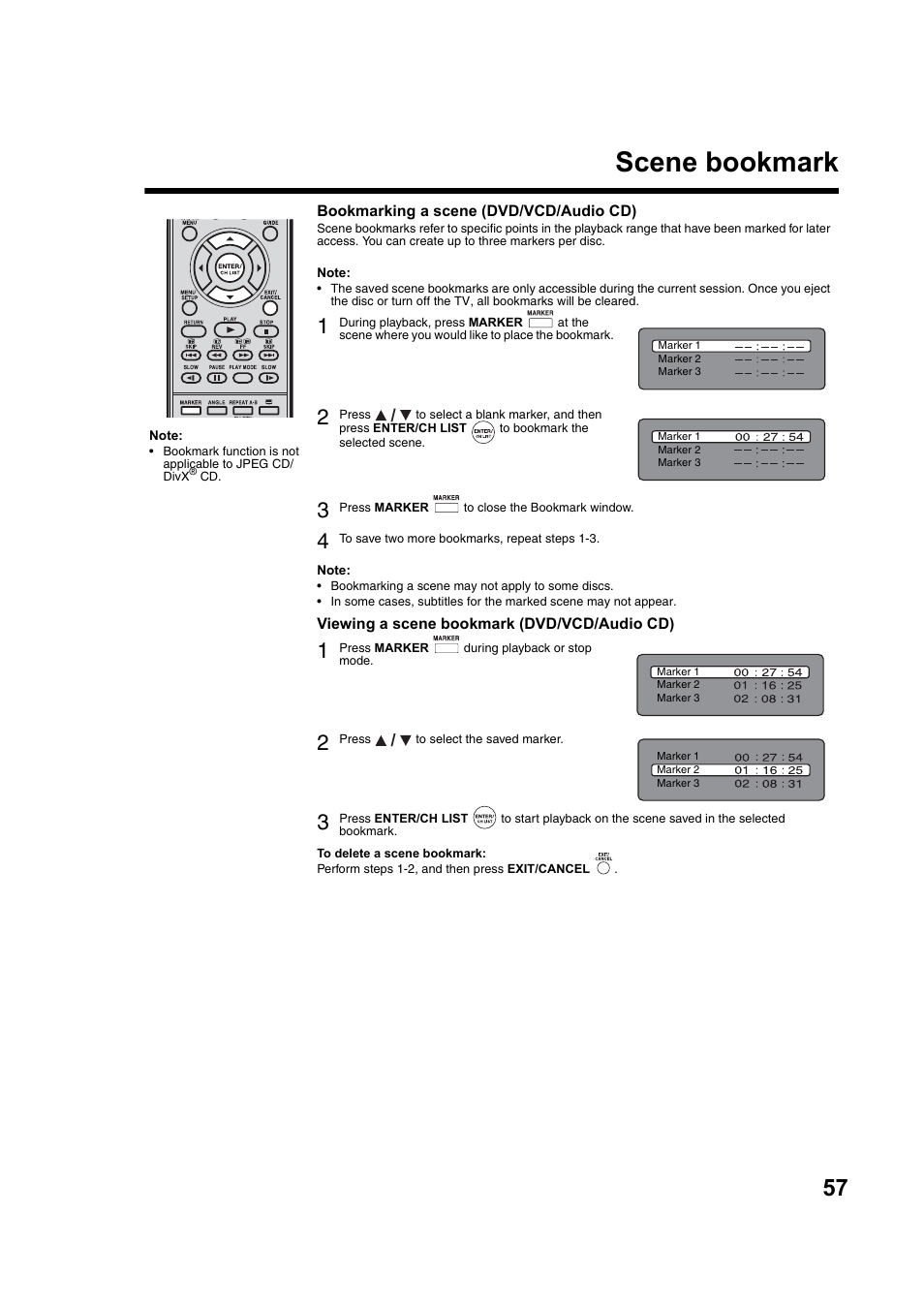 Scene bookmark | Toshiba DV734 User Manual | Page 57 / 92