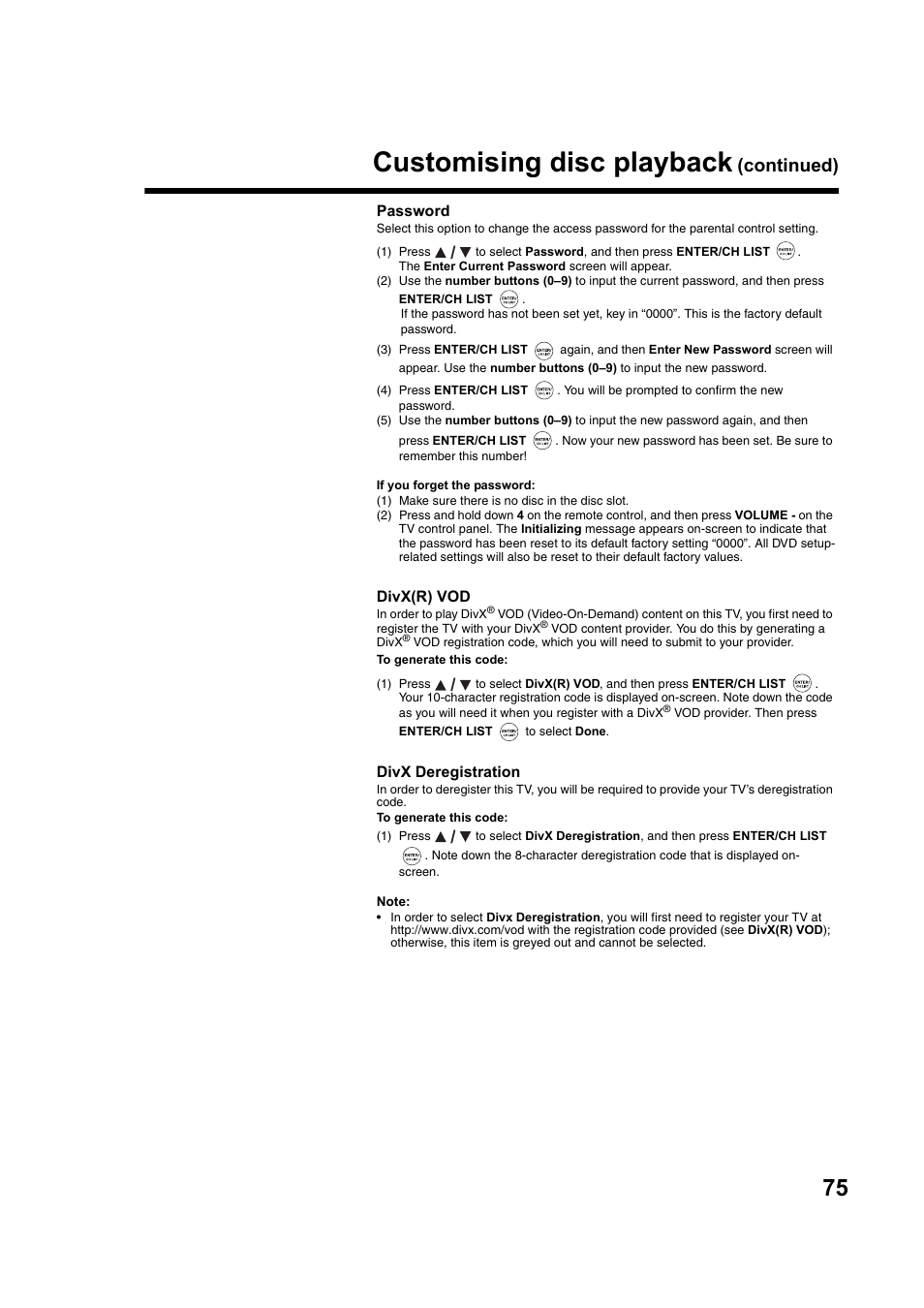 Customising disc playback, Continued) | Toshiba DV734 User Manual | Page 75 / 92