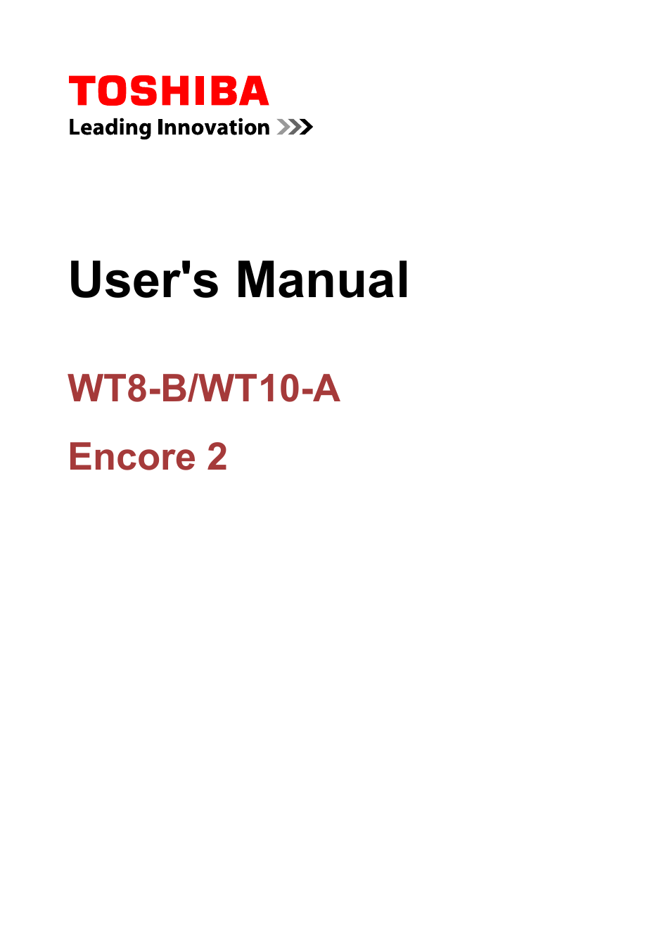 Toshiba WT8-B User Manual | 94 pages