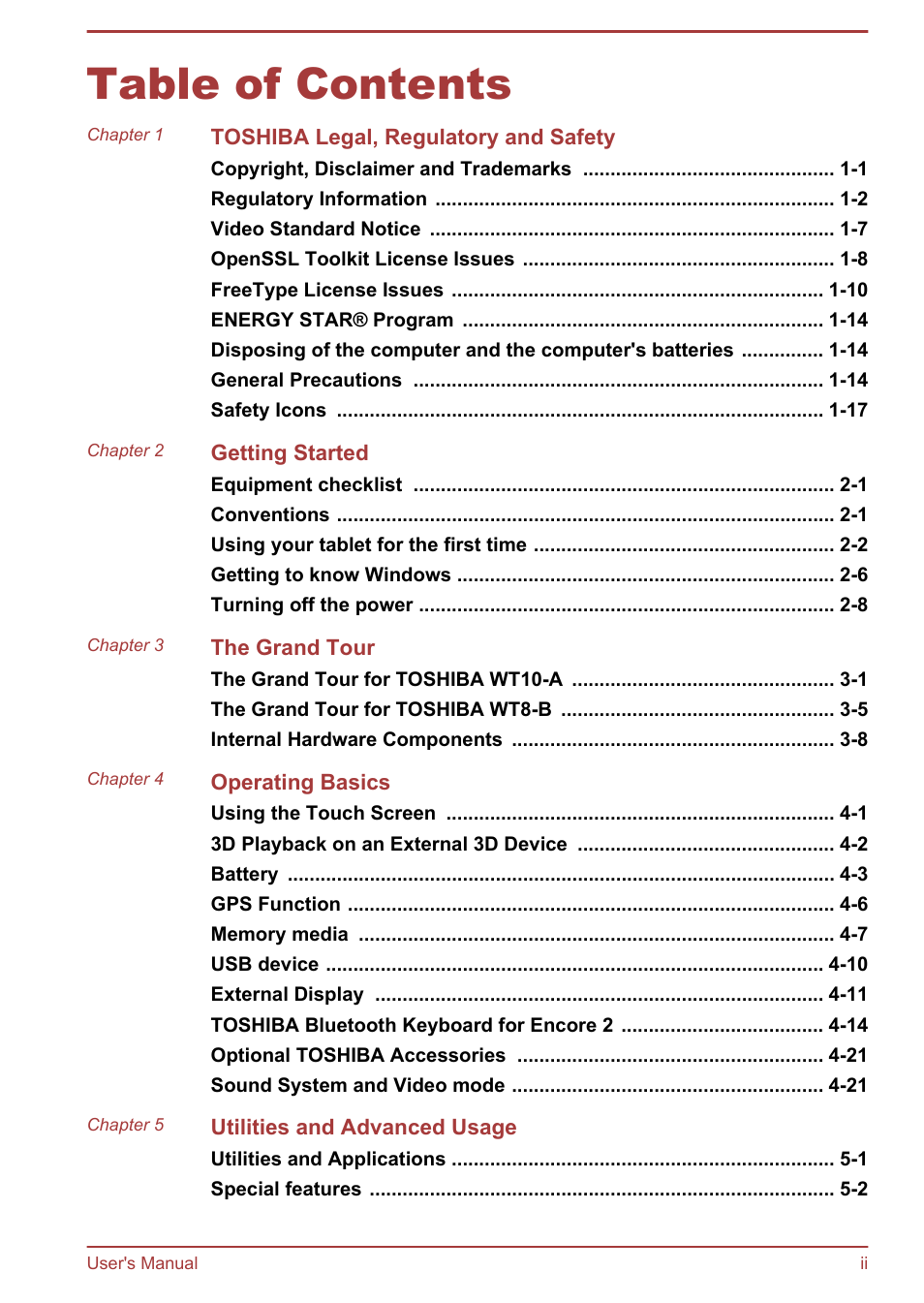 Toshiba WT8-B User Manual | Page 2 / 94