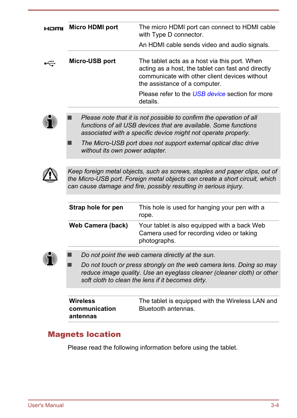 Magnets location | Toshiba WT8-B User Manual | Page 35 / 94