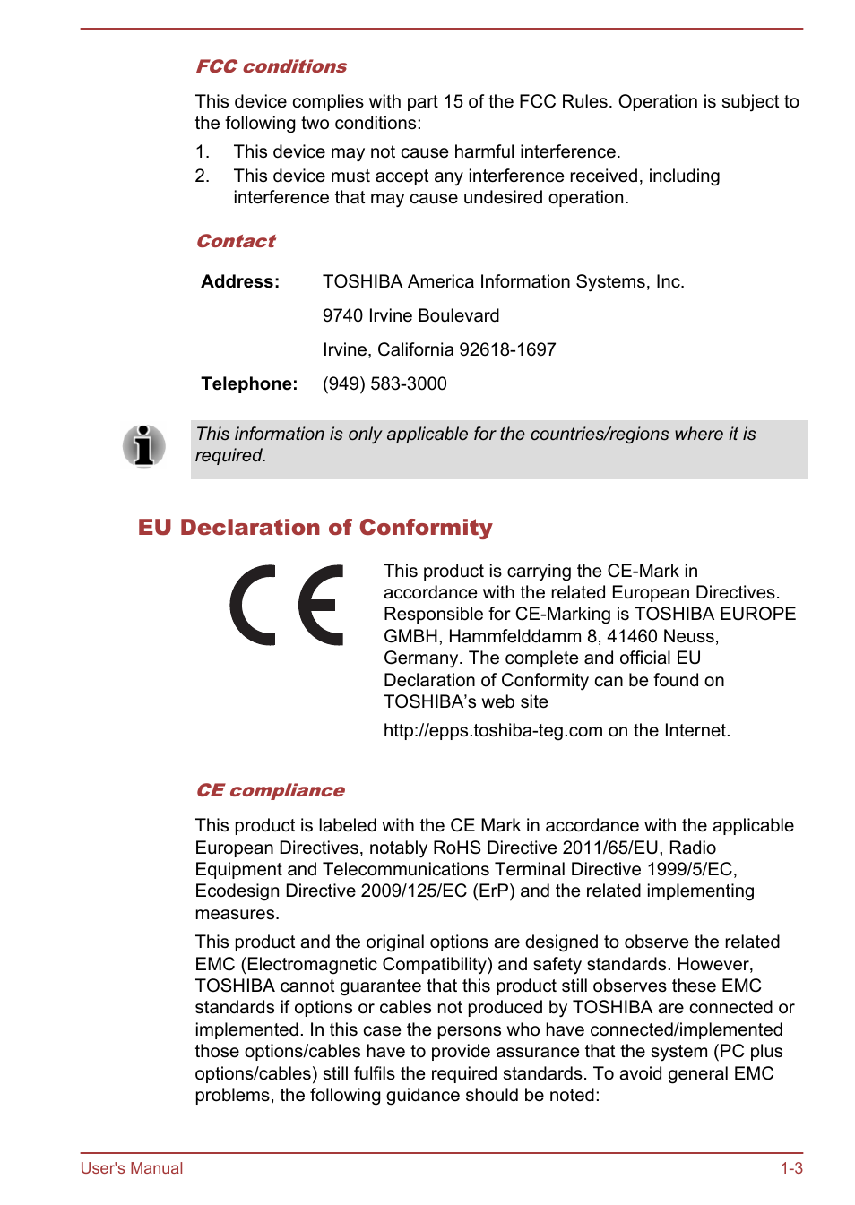 Eu declaration of conformity | Toshiba WT8-B User Manual | Page 6 / 94