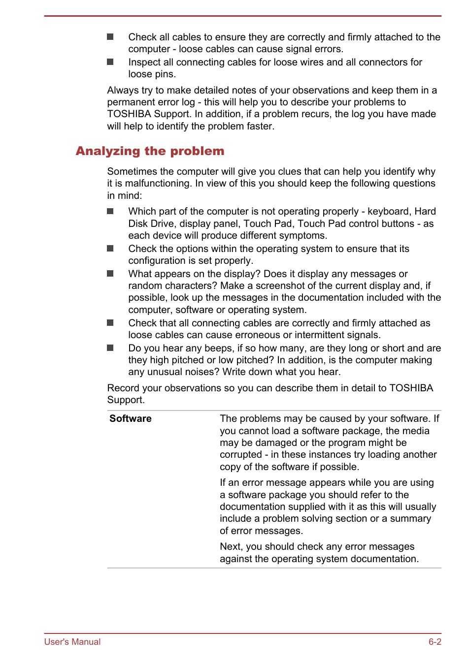 Analyzing the problem | Toshiba WT8-B User Manual | Page 71 / 94