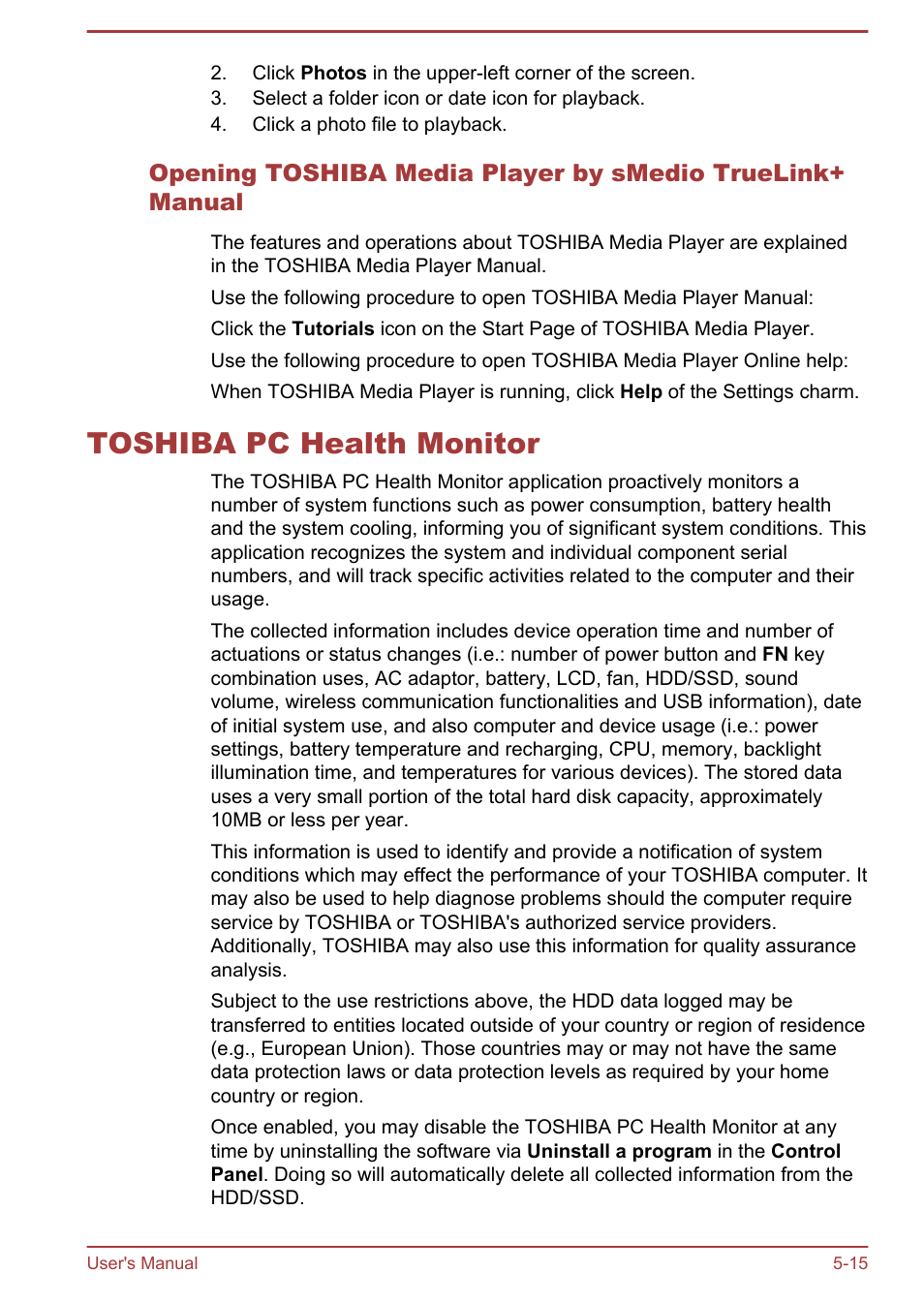 Toshiba pc health monitor, Toshiba pc health monitor -15 | Toshiba Satellite L50T-A User Manual | Page 101 / 142