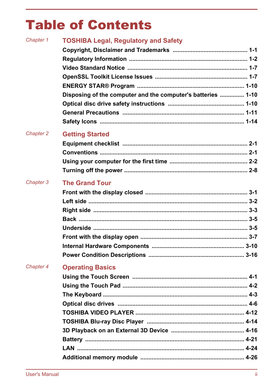 Toshiba Satellite L50T-A User Manual | Page 2 / 142