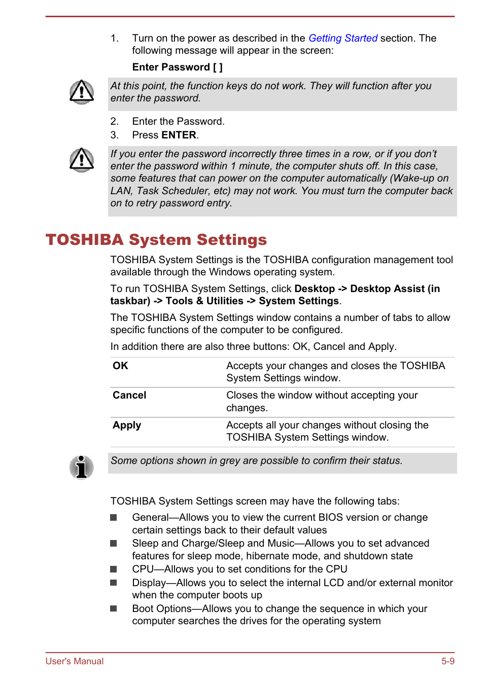 Toshiba system settings, Toshiba system settings -9 | Toshiba Satellite L50T-A User Manual | Page 95 / 142