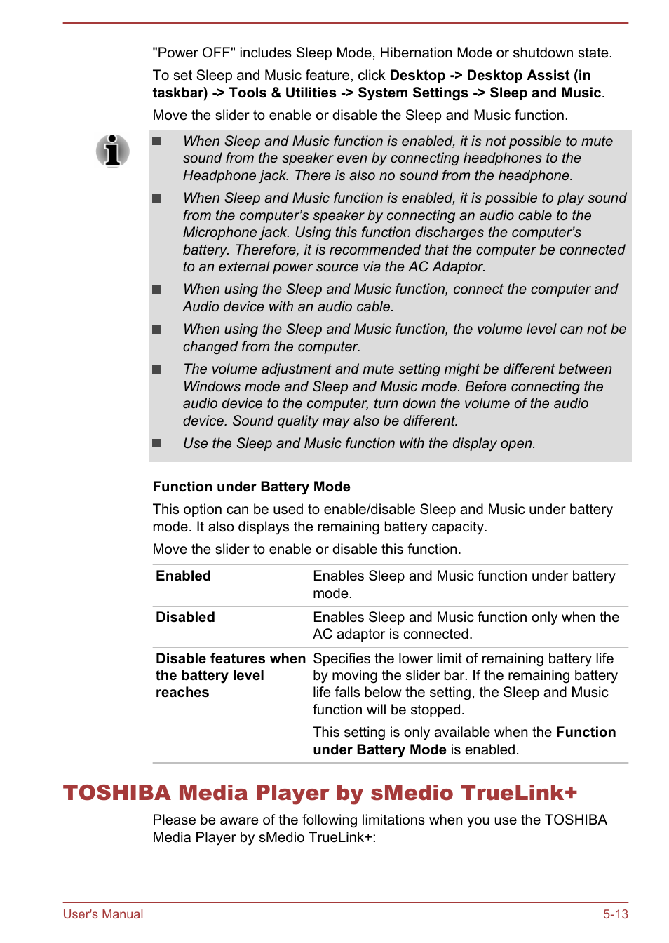 Toshiba media player by smedio truelink, Toshiba media player by smedio truelink+ -13 | Toshiba Satellite L50T-A User Manual | Page 99 / 142