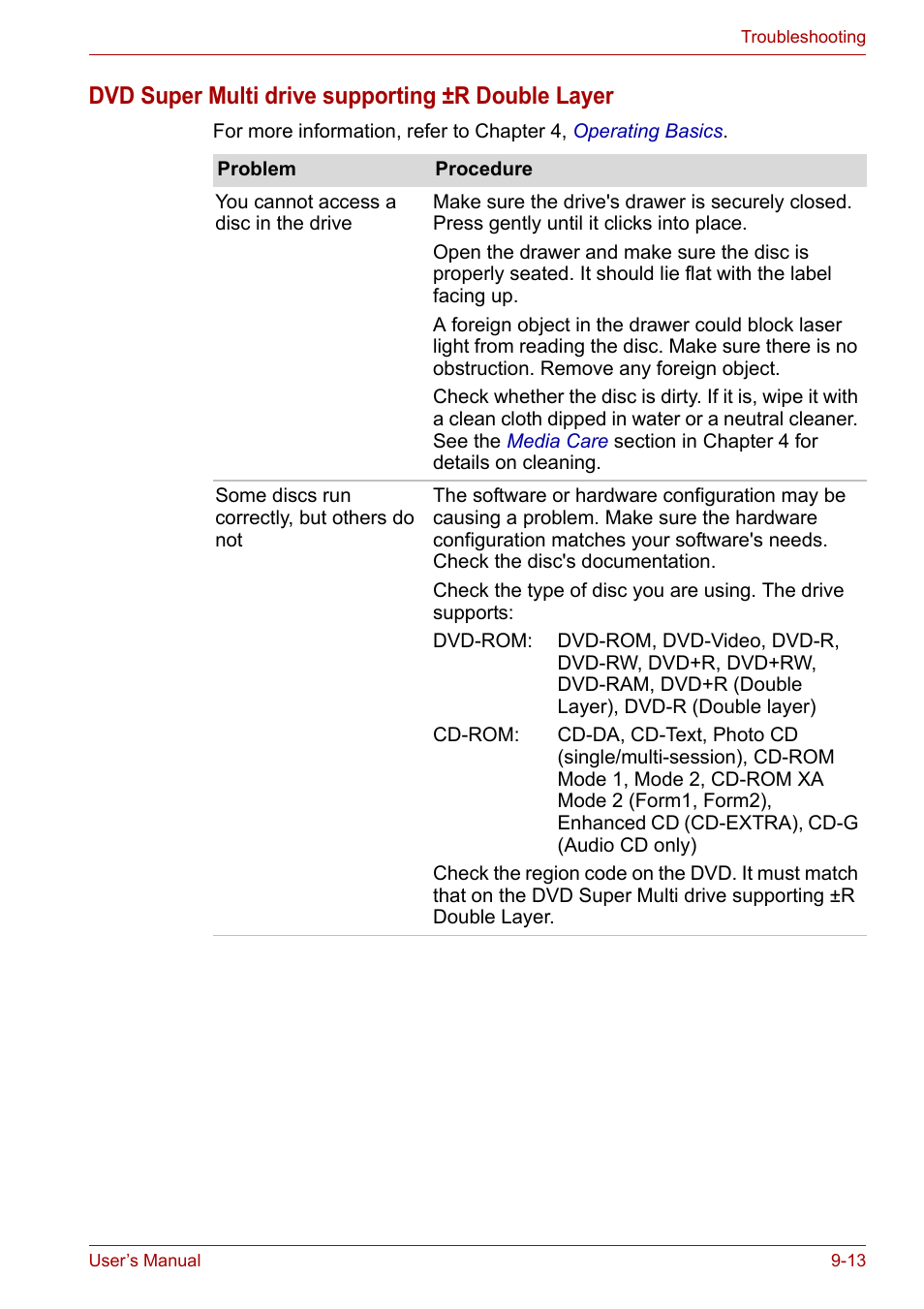 Dvd super multi drive supporting ±r double layer | Toshiba Satellite A110 (PSAB0) User Manual | Page 132 / 158