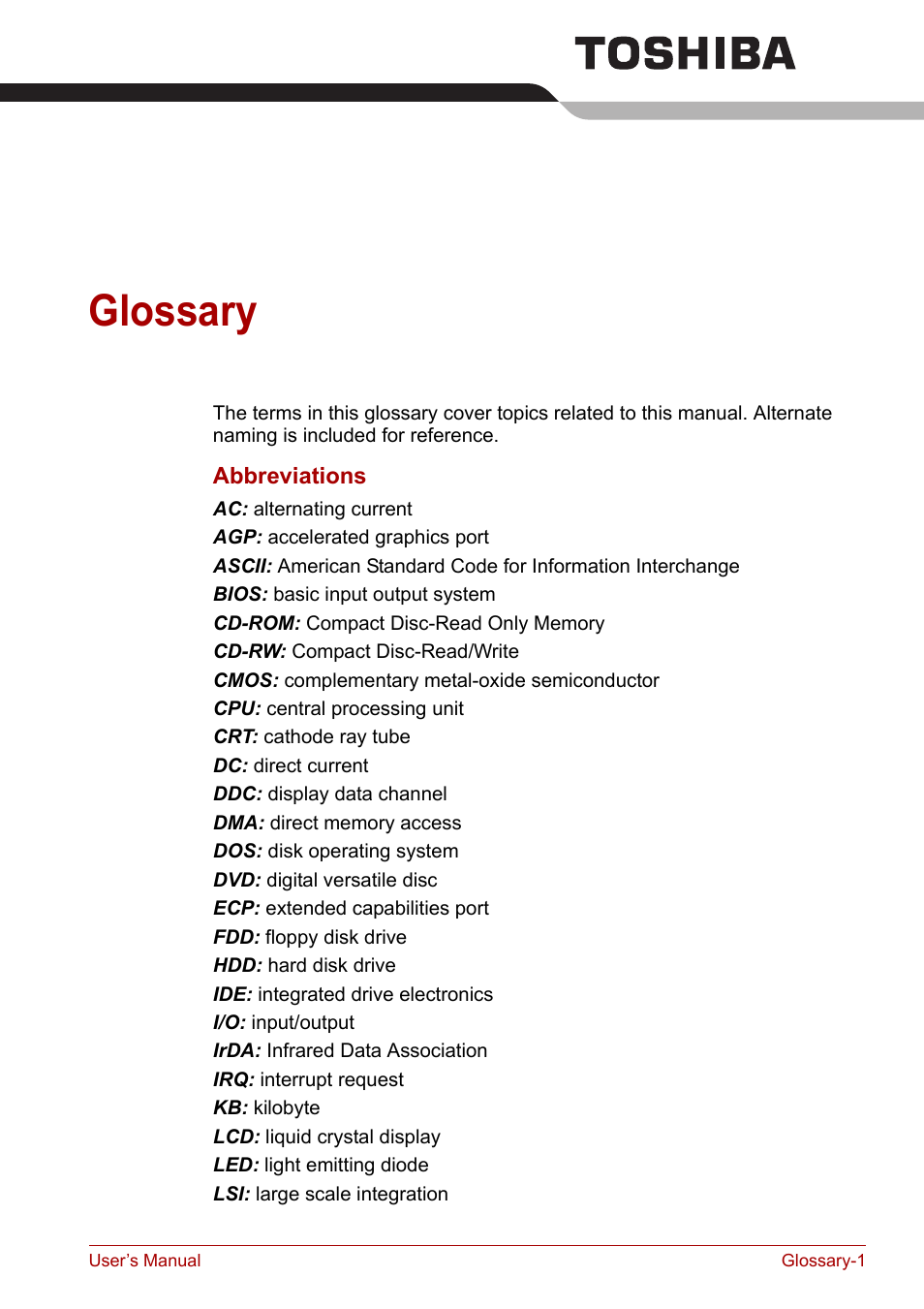 Glossary, E glossary, Ed in the glossary | Toshiba Satellite A110 (PSAB0) User Manual | Page 151 / 158