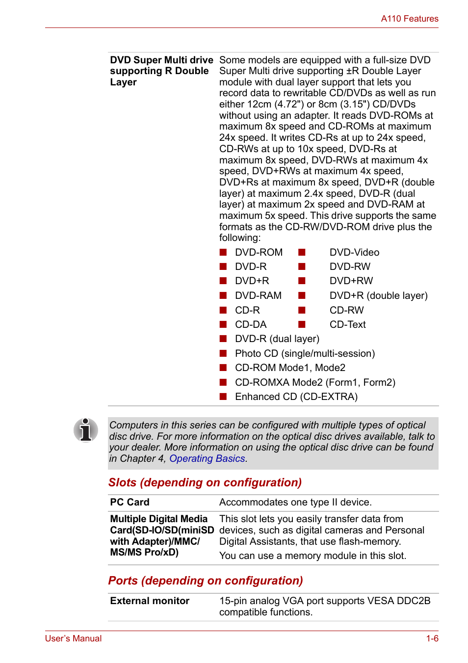 Toshiba Satellite A110 (PSAB0) User Manual | Page 28 / 158