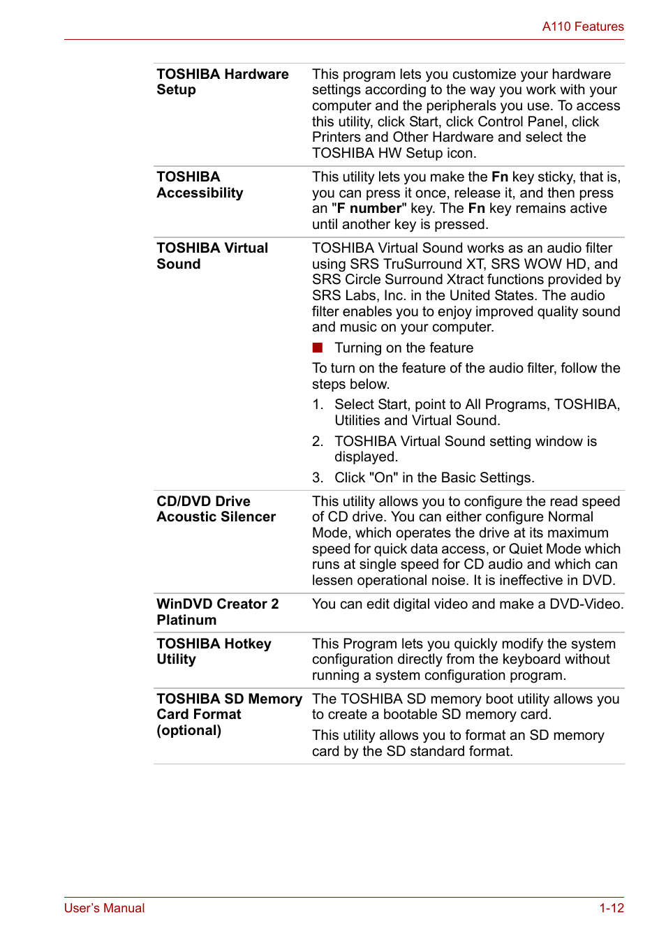 Toshiba Satellite A110 (PSAB0) User Manual | Page 34 / 158