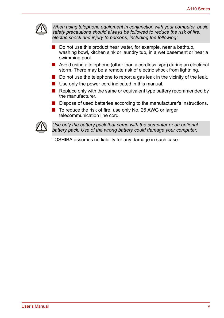 Toshiba Satellite A110 (PSAB0) User Manual | Page 5 / 158