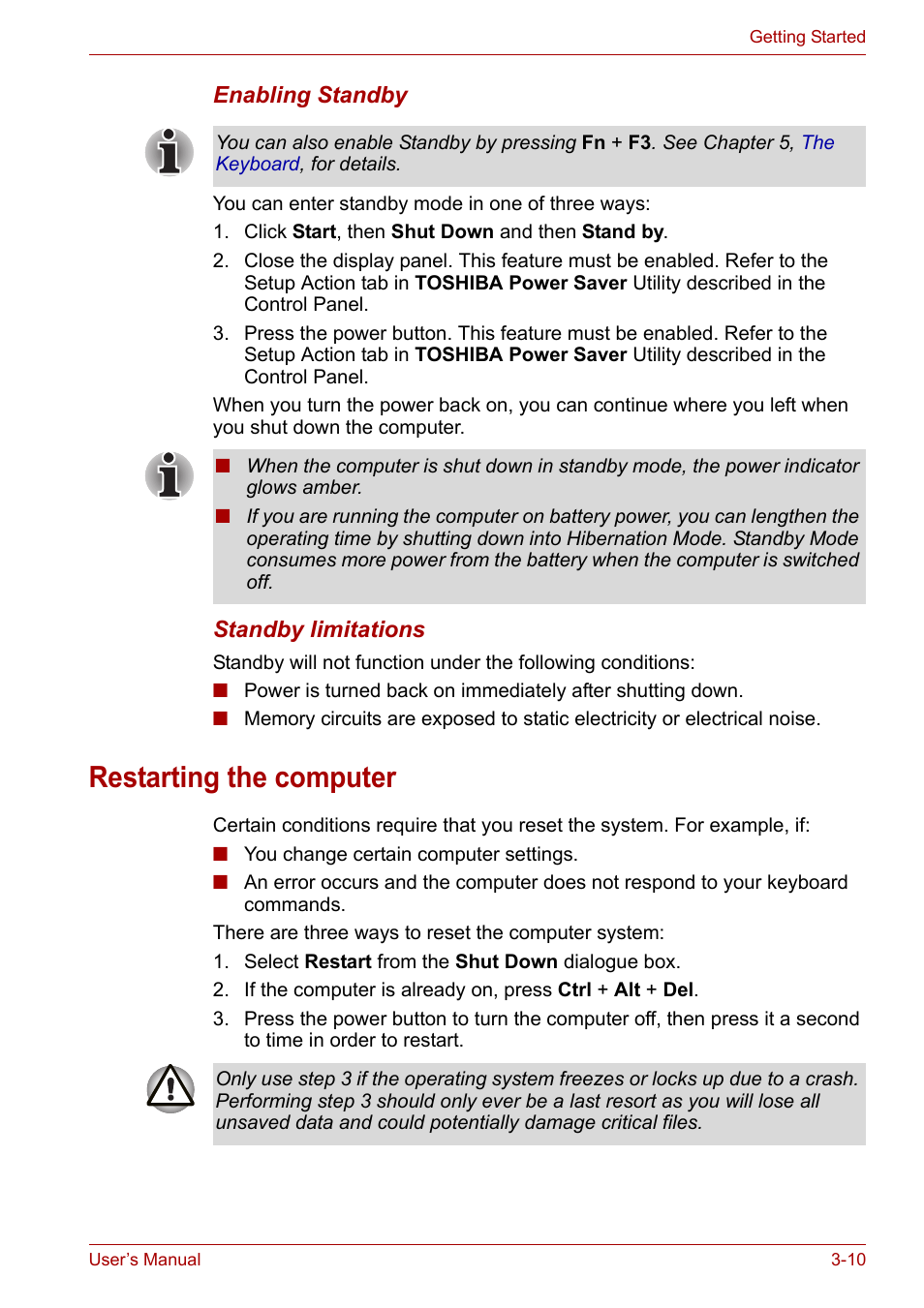 Restarting the computer, Restarting the computer -10 | Toshiba Satellite A110 (PSAB0) User Manual | Page 56 / 158