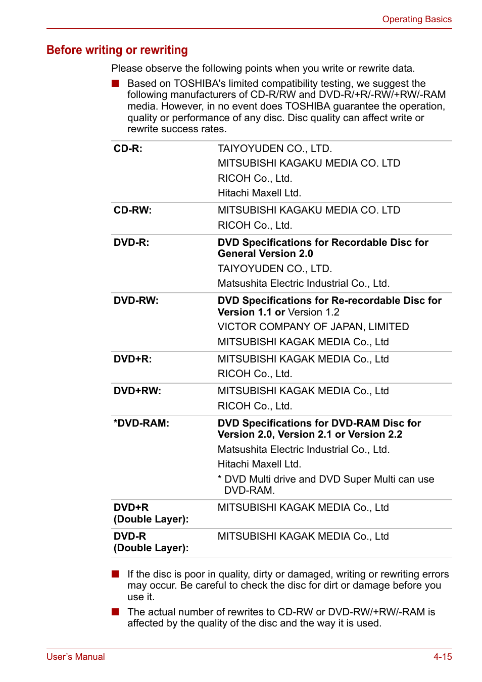 Before writing or rewriting | Toshiba Satellite A110 (PSAB0) User Manual | Page 72 / 158