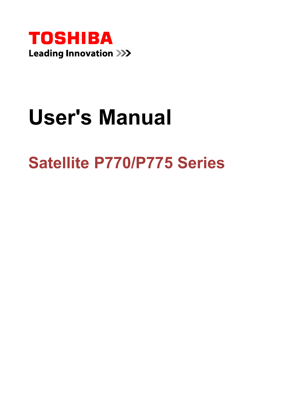 Toshiba Satellite P775 User Manual | 179 pages