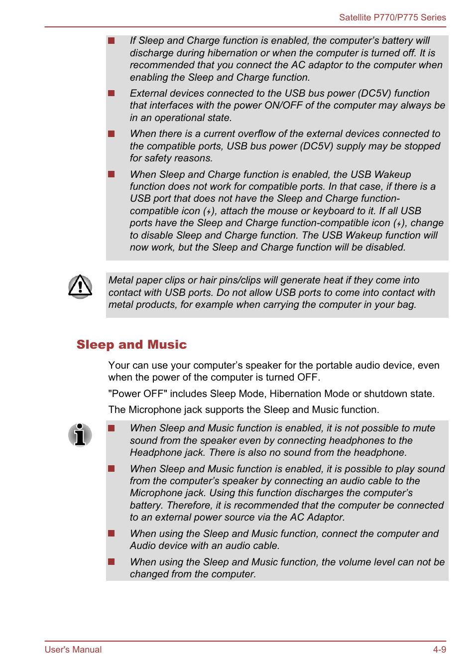 Sleep and music | Toshiba Satellite P775 User Manual | Page 109 / 179