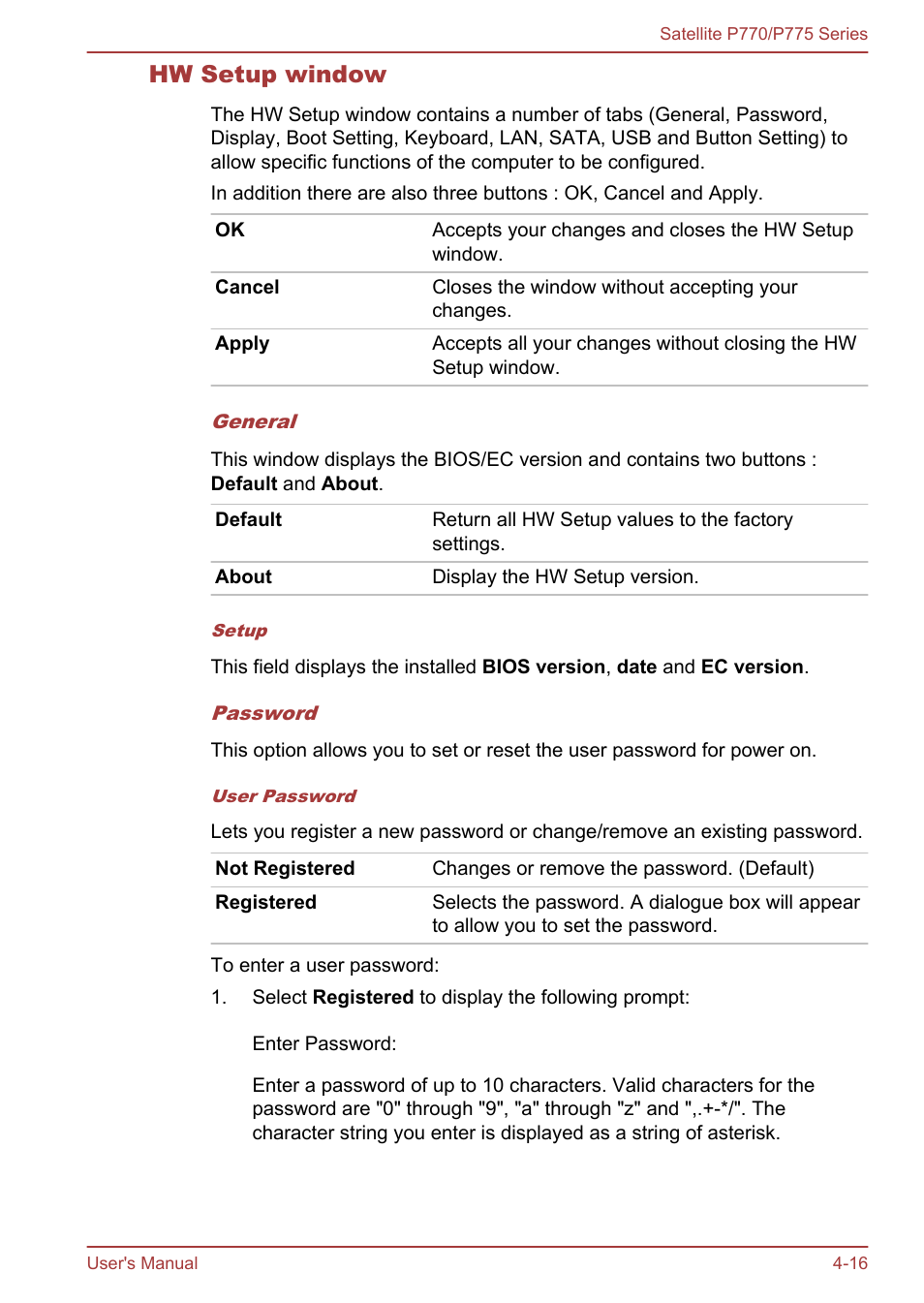 Hw setup window | Toshiba Satellite P775 User Manual | Page 116 / 179