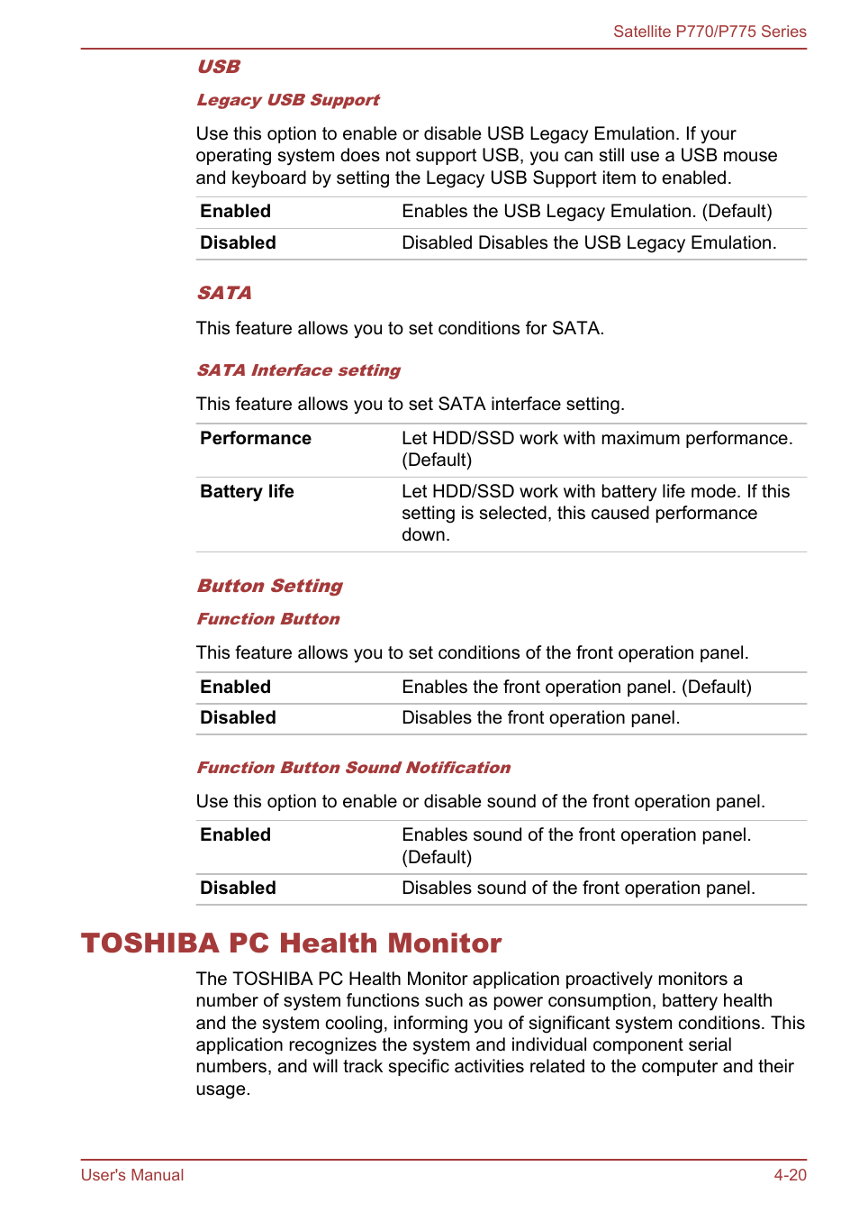 Toshiba pc health monitor, Toshiba pc health monitor -20 | Toshiba Satellite P775 User Manual | Page 120 / 179