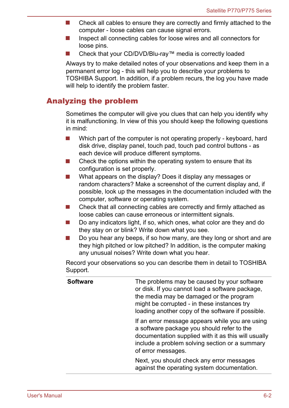 Analyzing the problem | Toshiba Satellite P775 User Manual | Page 141 / 179