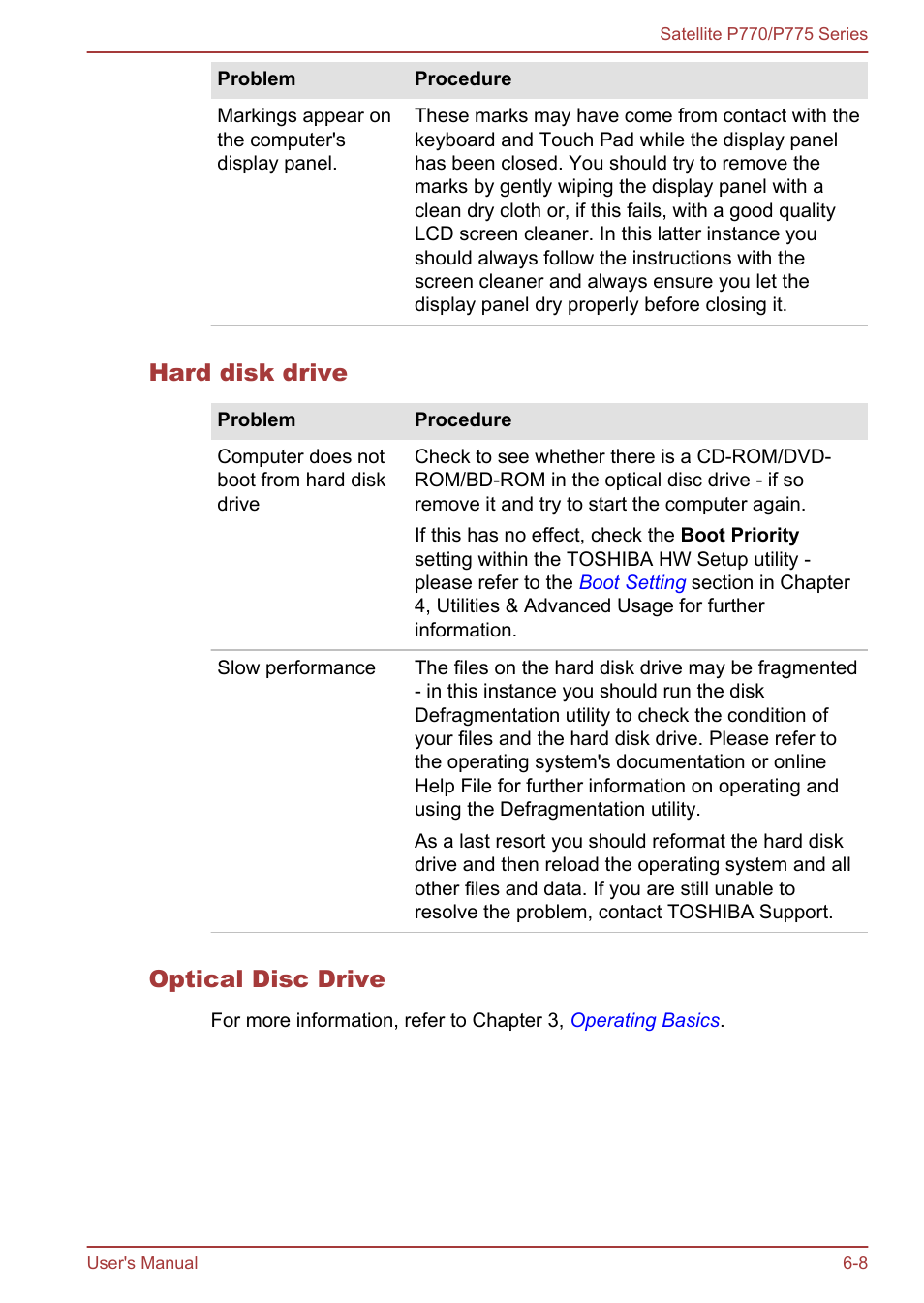 Hard disk drive, Optical disc drive | Toshiba Satellite P775 User Manual | Page 147 / 179