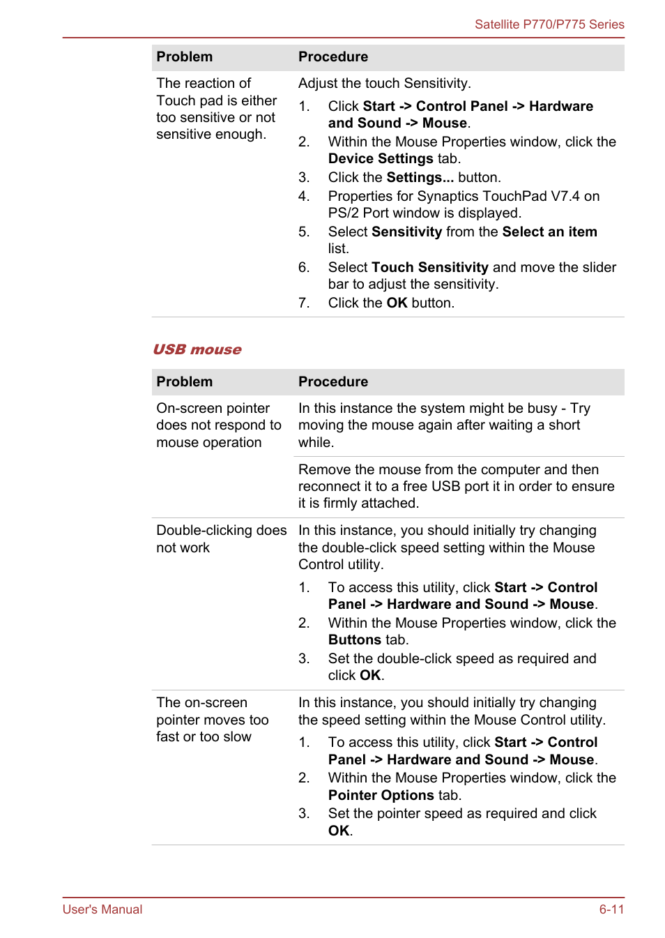 Mouse | Toshiba Satellite P775 User Manual | Page 150 / 179