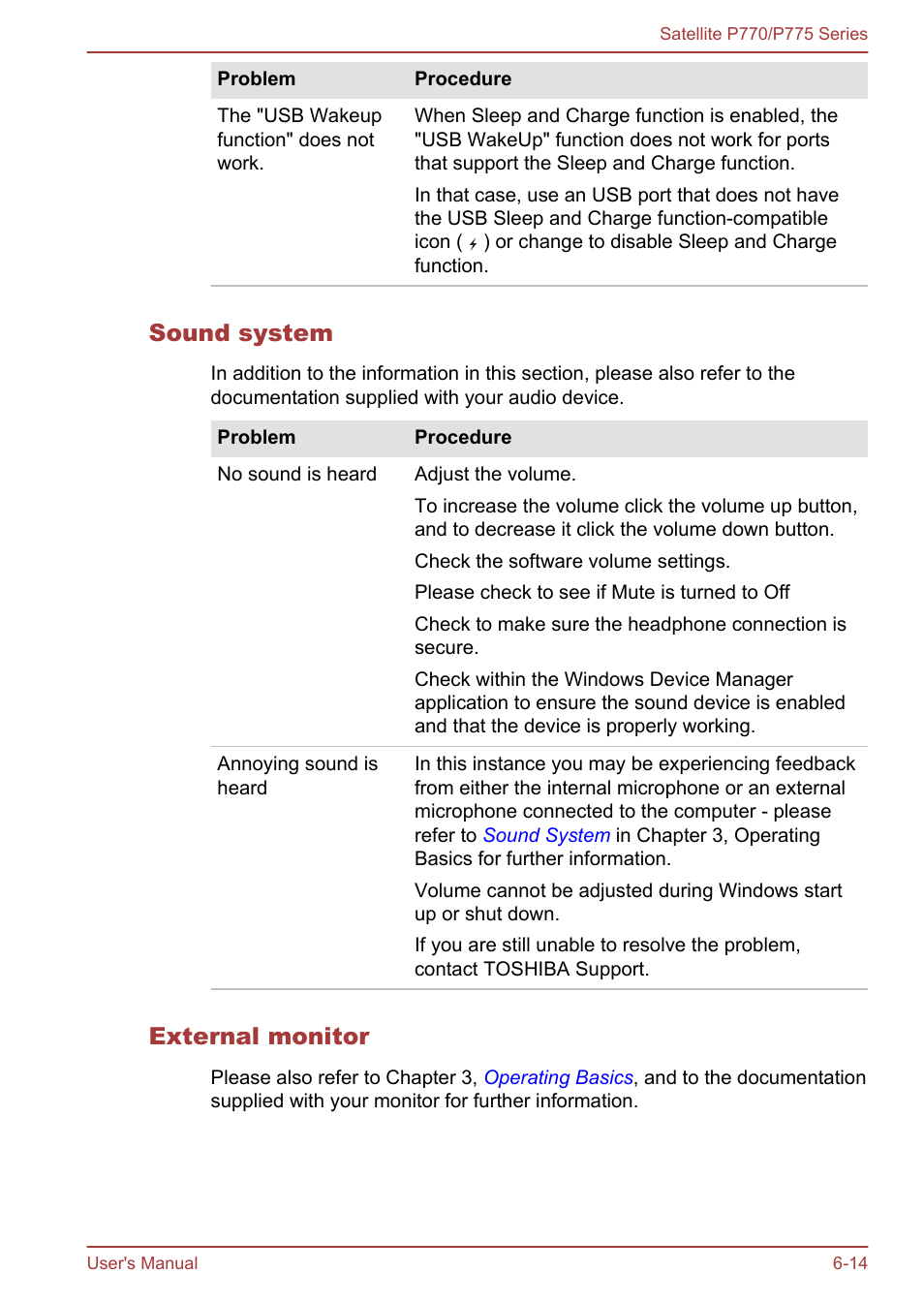 Sound system, External monitor | Toshiba Satellite P775 User Manual | Page 153 / 179