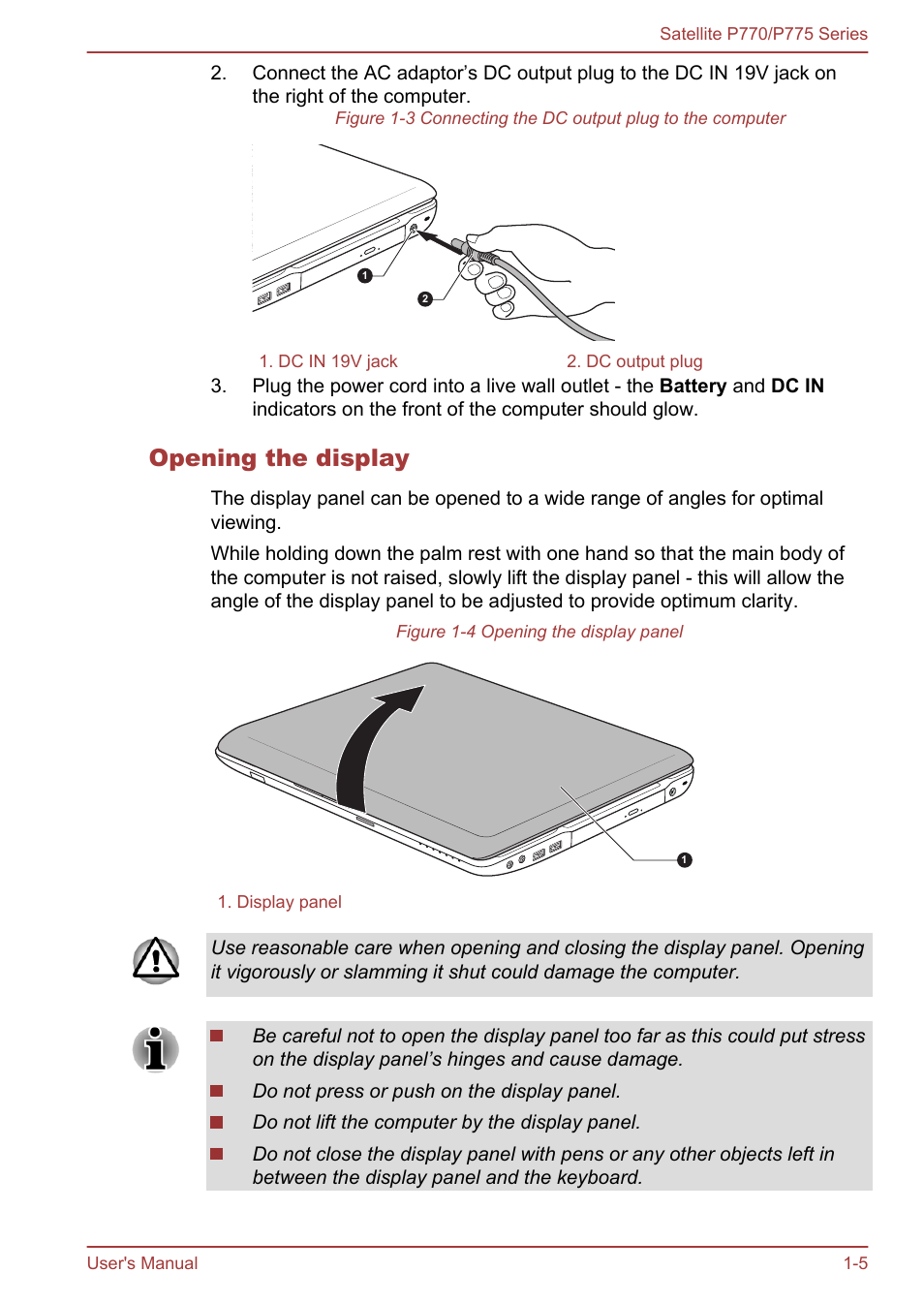 Opening the display | Toshiba Satellite P775 User Manual | Page 22 / 179