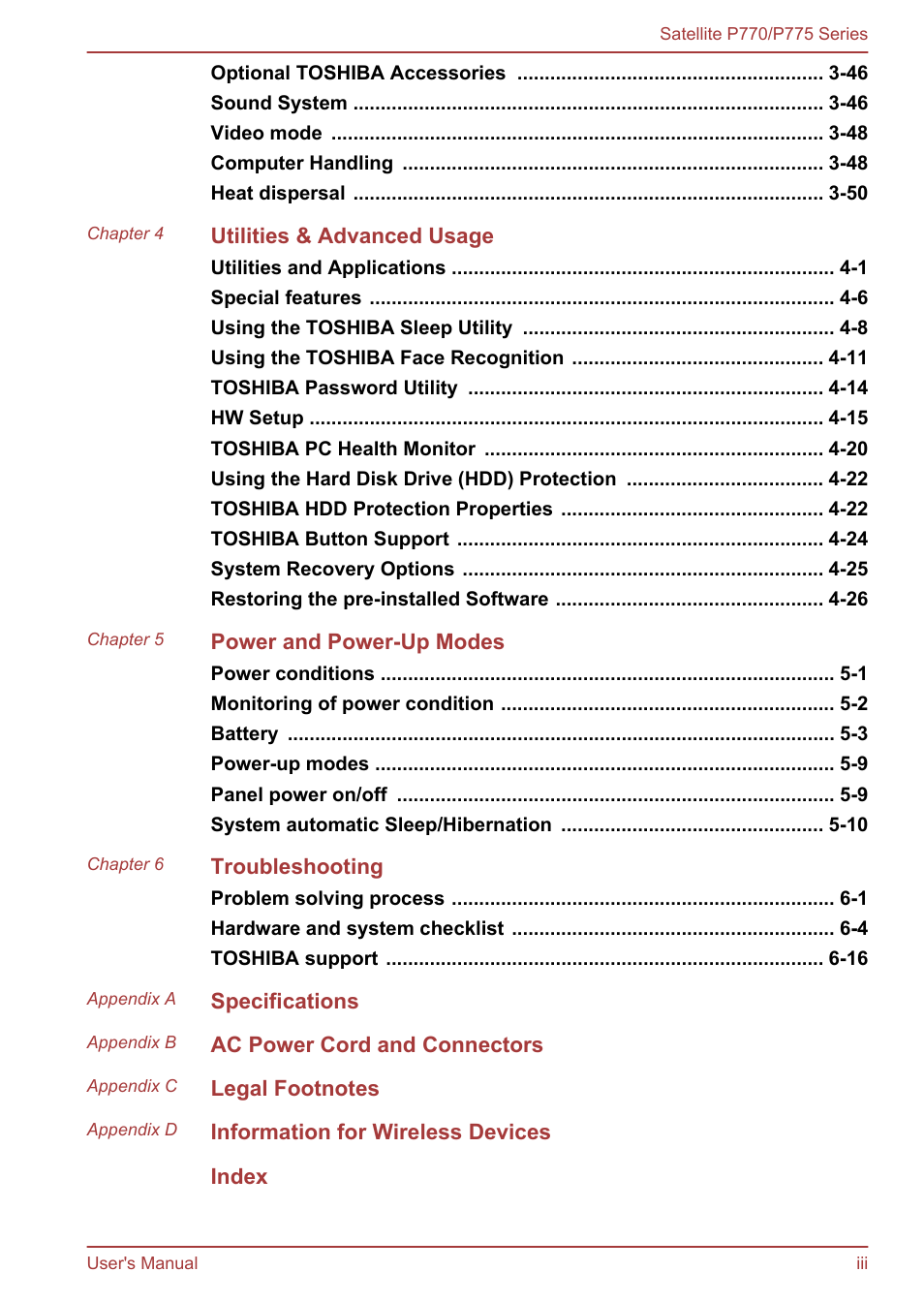 Toshiba Satellite P775 User Manual | Page 3 / 179