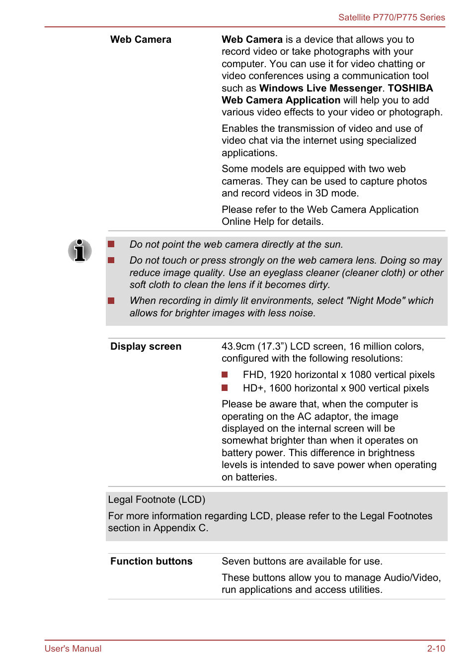 Toshiba Satellite P775 User Manual | Page 38 / 179