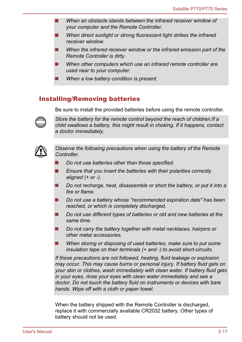 Installing/removing batteries | Toshiba Satellite P775 User Manual | Page 45 / 179