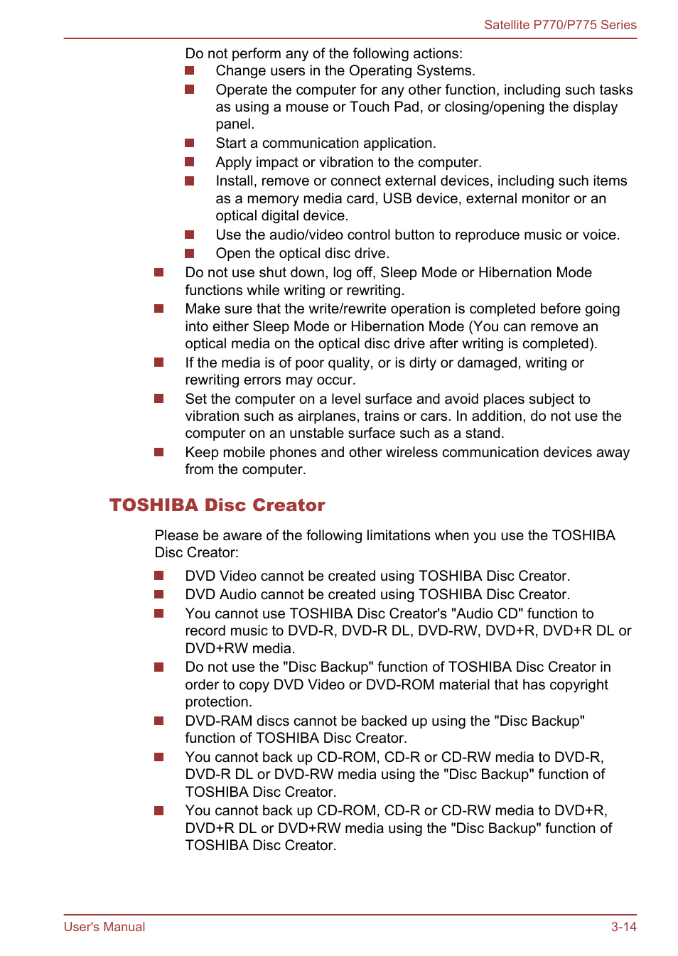 Toshiba disc creator | Toshiba Satellite P775 User Manual | Page 64 / 179