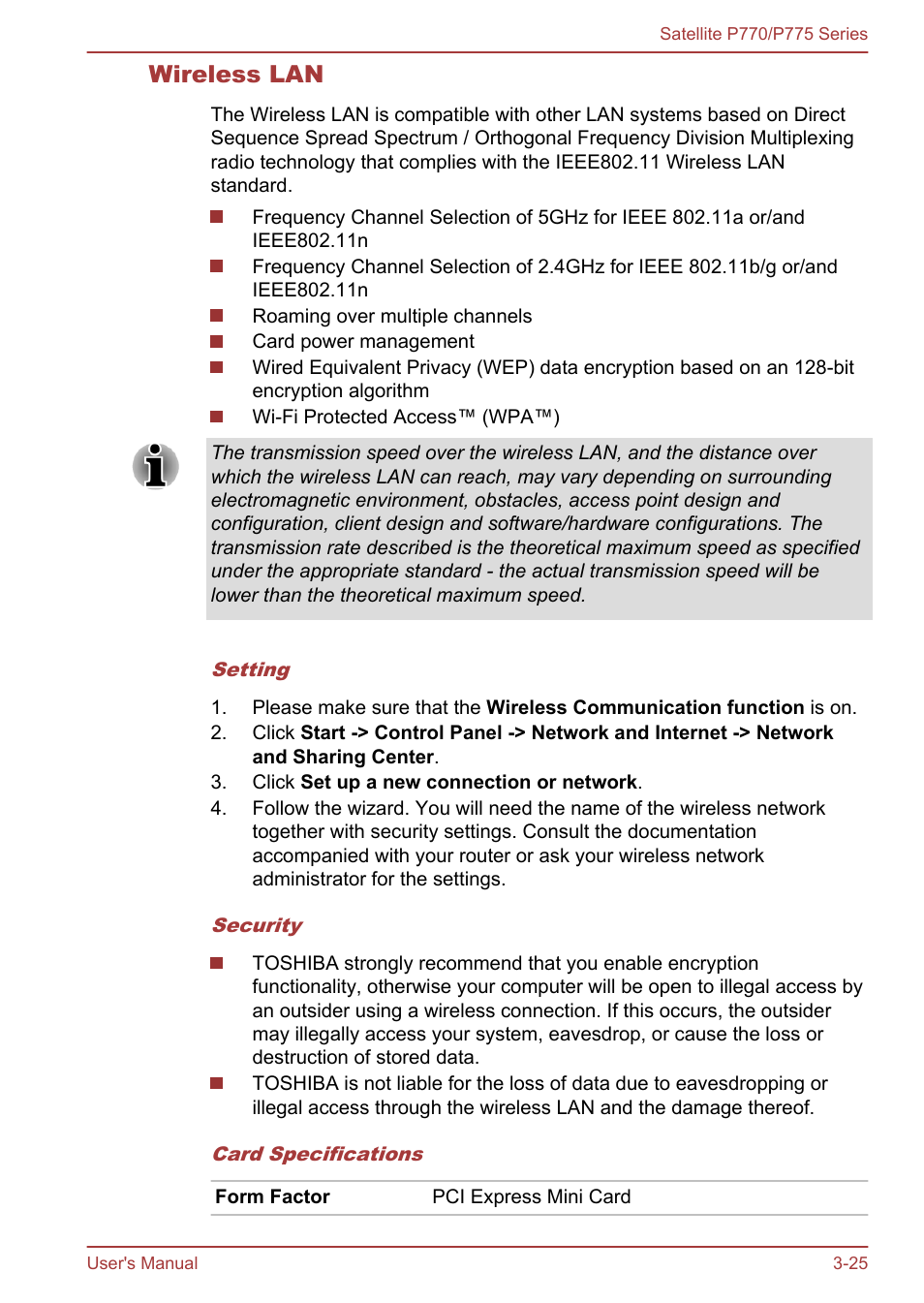 Wireless lan | Toshiba Satellite P775 User Manual | Page 75 / 179