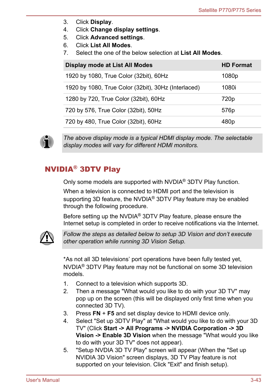 Nvidia® 3dtv play, Nvidia, 3dtv play | Toshiba Satellite P775 User Manual | Page 93 / 179